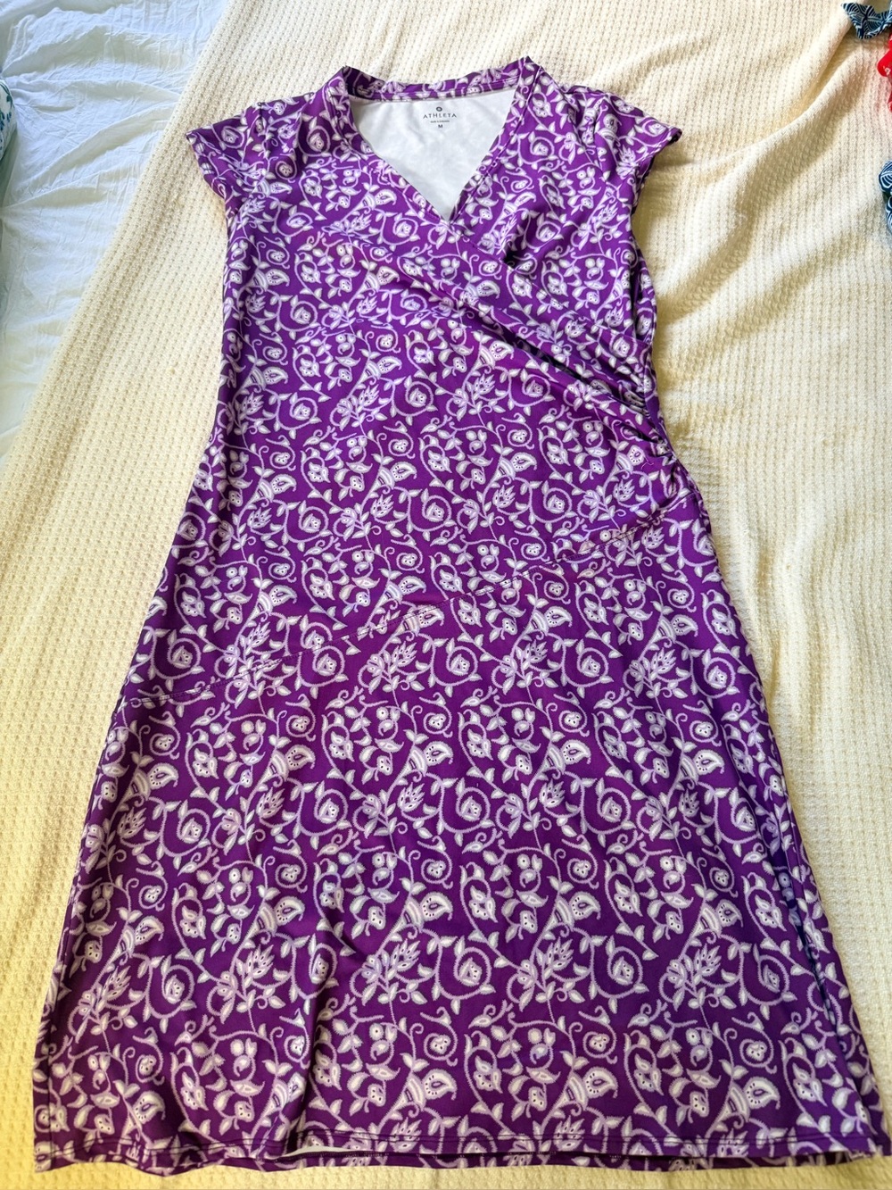 Athleta faux wrap Purple Floral Women's Dress size M